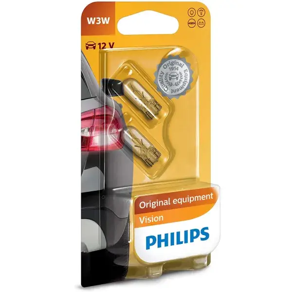 Philips Vision W3W T10 12V/3W Glassockellampen - 12256B2 Highlight