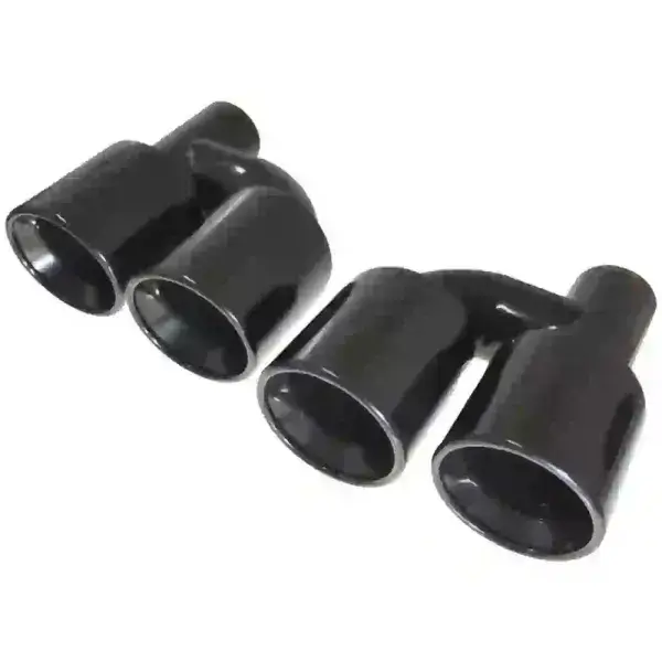 StraightFlow Auspuffblende schwarz doppelt rund abgewinkelte Spitzen 2x Ø114mm - 24-00114 Sonderangebot