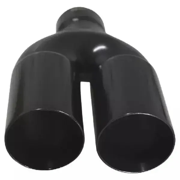 Schnäppchen StraightFlow Auspuffblende schwarz doppelt rund gerade Spitzen 2x Ø76mm - 24-1376