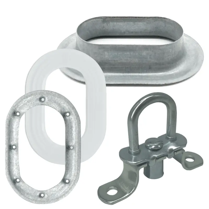 10x Planenöse Oval verzinkt + Unterlage + Drehverschluss starr 42x22mm Sichere Zahlung