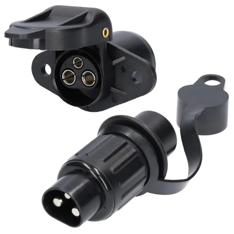 3 pol Stecker + Steckdose Set abgerundet 6-24V Heißes Angebot