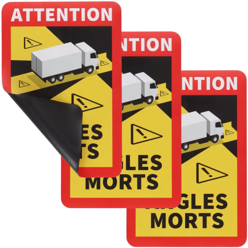 3x Toter Winkel magnetisch Angles Morts Frankreich LKW über 3,5t Hinweis Schild Billig