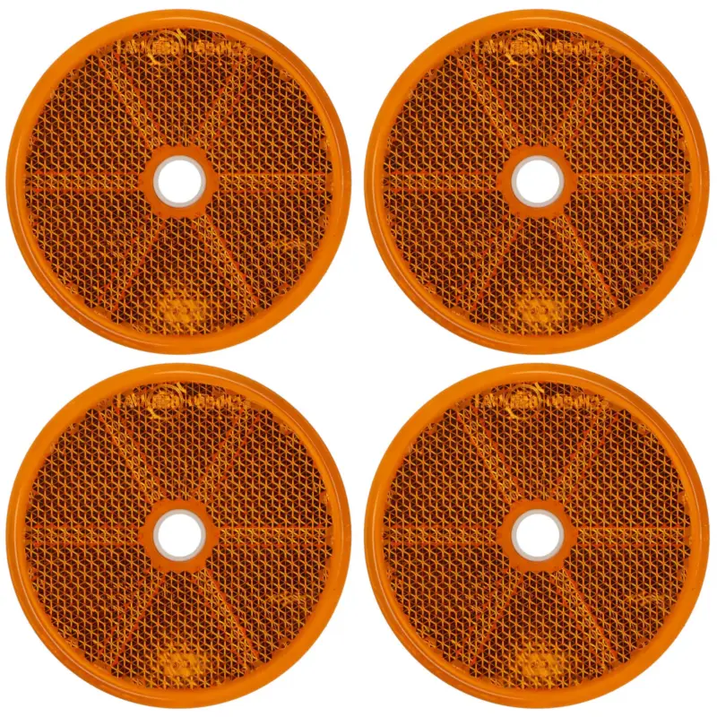 Preiswert 4x Rückstrahler Rund Orange mit Loch