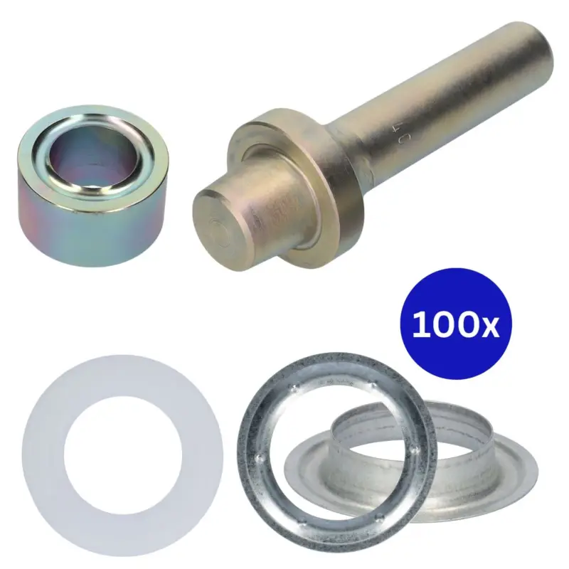 100x Planenöse Rund + 100x Unterlage 40mm Ø mit Einschlagstempel Kracherpreis