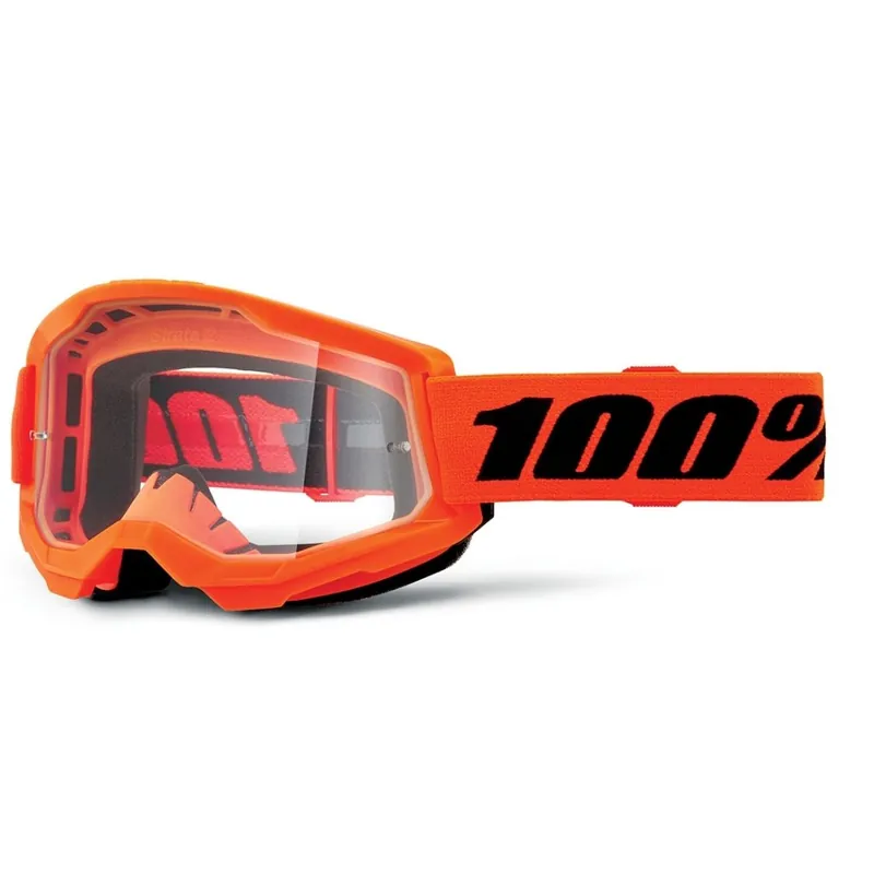 100% Strata 2 Goggle - Neon Orange - Clear Meistverkauft