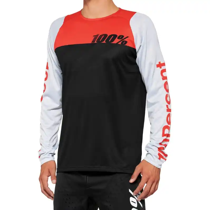 100% R-Core Langarmtrikot Herren - schwarz/racer red Neuheit