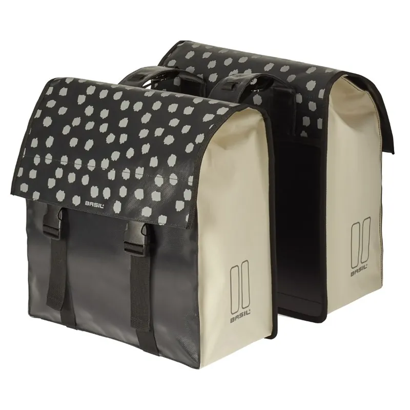 Basil Urban Load Double Gepäckträgertasche (Paar) - 2x26.5L - schwarz reflektierend / weiß Letzte Chance