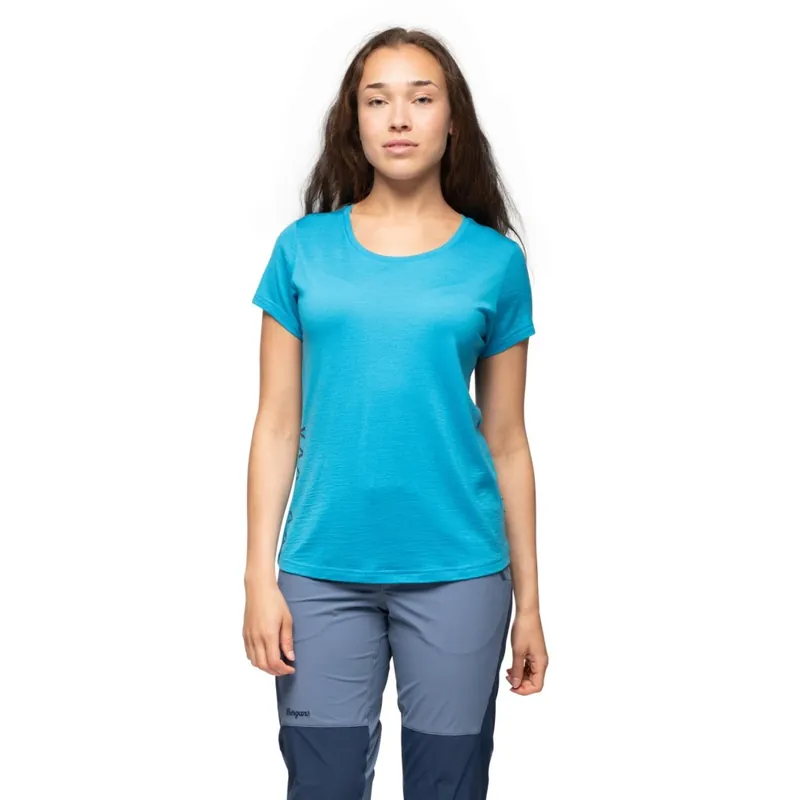 Solange Der Vorrat Reicht Bergans Vaagaa Adventure Merino T-Shirt Damen - aqua lagoon/granite blue mgv