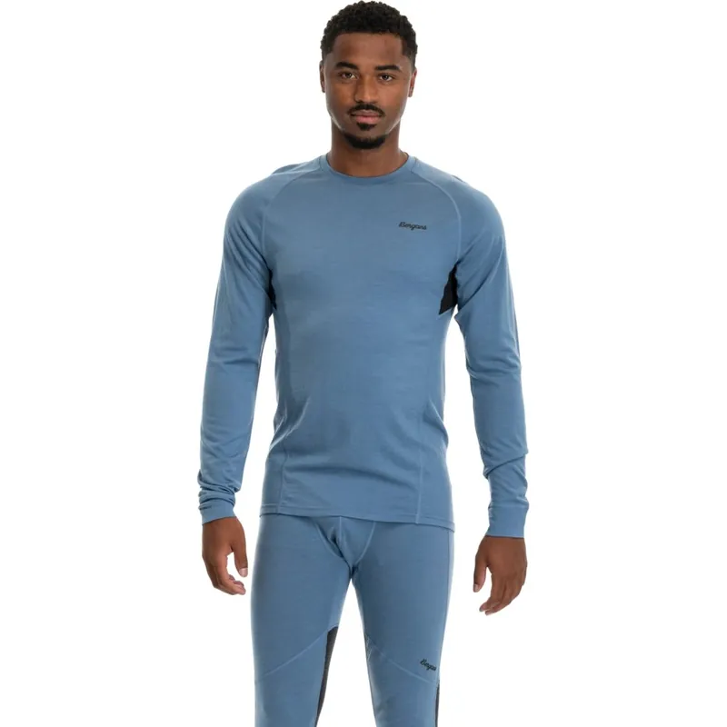 Expressversand Bergans Inner Pure Merino Langarmshirt Herren - elemental blue/dark shadow grey