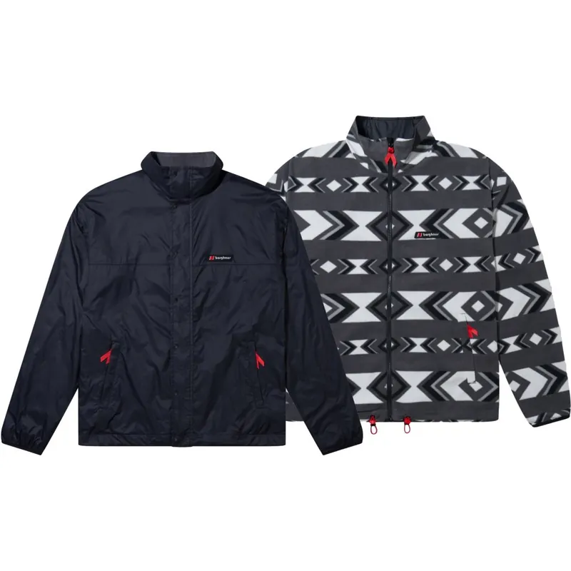 Wochenendangebot Berghaus Reverse Wind Unisex Fleecejacke - Jet Black/Geo Aztec Jet Black
