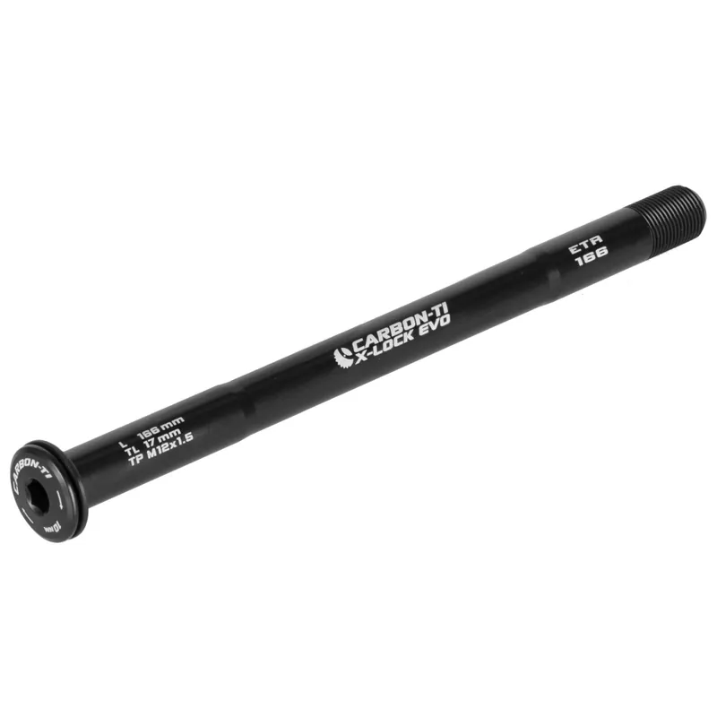 Neuheit Carbon-Ti X-Lock EVO Steckachse - 12x142mm - X-E-Thru - M12x1.5mm - Länge 166mm - schwarz