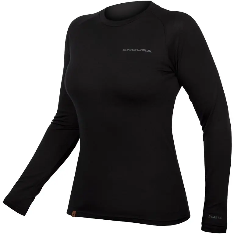Markenware Endura BaaBaa Blend Langarm Baselayer Damen - schwarz