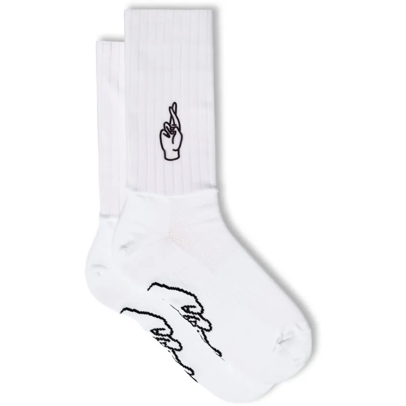 Jetzt Kaufen FINGERSCROSSED Aero 2.0 Logo Fahrradsocken - Weiß