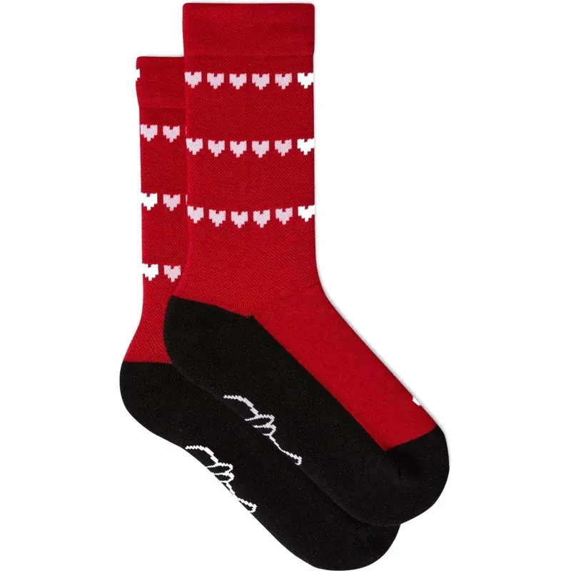 FINGERSCROSSED Merino Fahrradsocken - Heart - Rot Knallerangebot