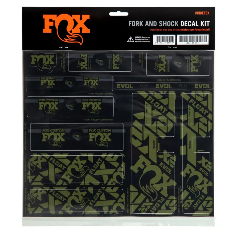 FOX CUSTOM Decal Kit - Aufkleber für Federgabel & Dämpfer - oliv Neuheit