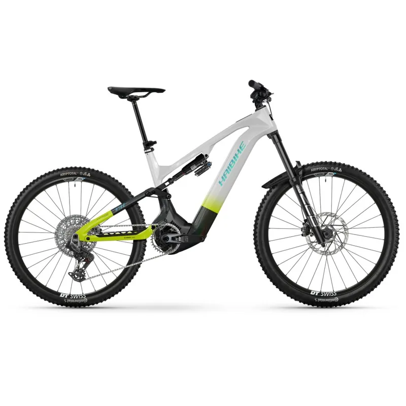 Haibike HYBE CF 11 - Carbon E-Mountainbike - 2026 - sparkling white/splatter black/radiant green Finale Aktion