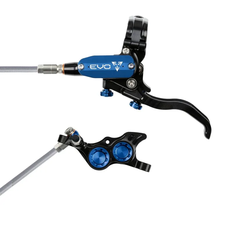 Preisreduziert Hope Tech 4 EVO TR4 Scheibenbremse Stahlflex - schwarz/blau – Hebel links