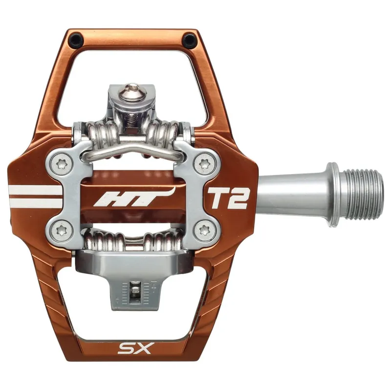 Top-Angebot HT T2-SX Klickpedale - BMX-SX CrMo-Achse - root beer