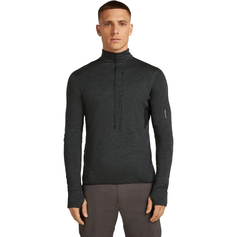 Schnäppchen Icebreaker Merino 200 Realfleece™ Descender Half-Zip-Oberteil Herren - Jet Hthr/Schwarz