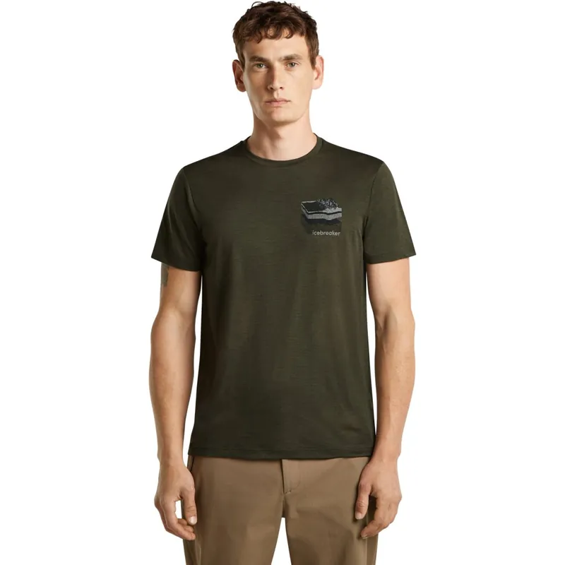 Icebreaker Merino 150 Tech Lite T-Shirt Evolving Layers Herren - Dk Loden Günstig
