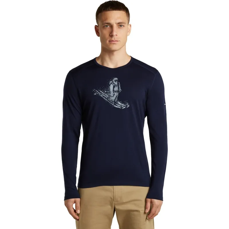 Icebreaker Merino 200 Oasis Thermo-Langarmshirt mit Rundhalsausschnitt Skiing Yeti Herren - Midnight Navy Online Kaufen