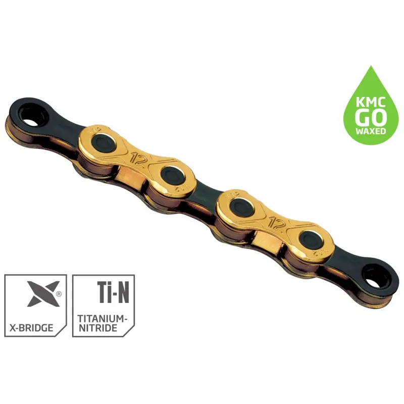 KMC X Kette - WAXED TiN Gold 12-fach - gold/schwarz Jetzt Kaufen