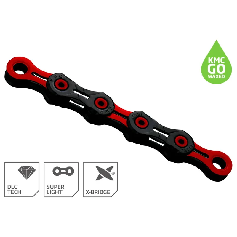 KMC DLC Kette - WAXED 11-fach - schwarz/rot Zertifiziert