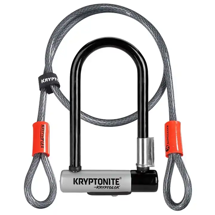 Zertifiziert Kryptonite KryptoLok Mini-7 82x178mm Bügelschloss + Kryptoflex Schlaufenkabel 120cm