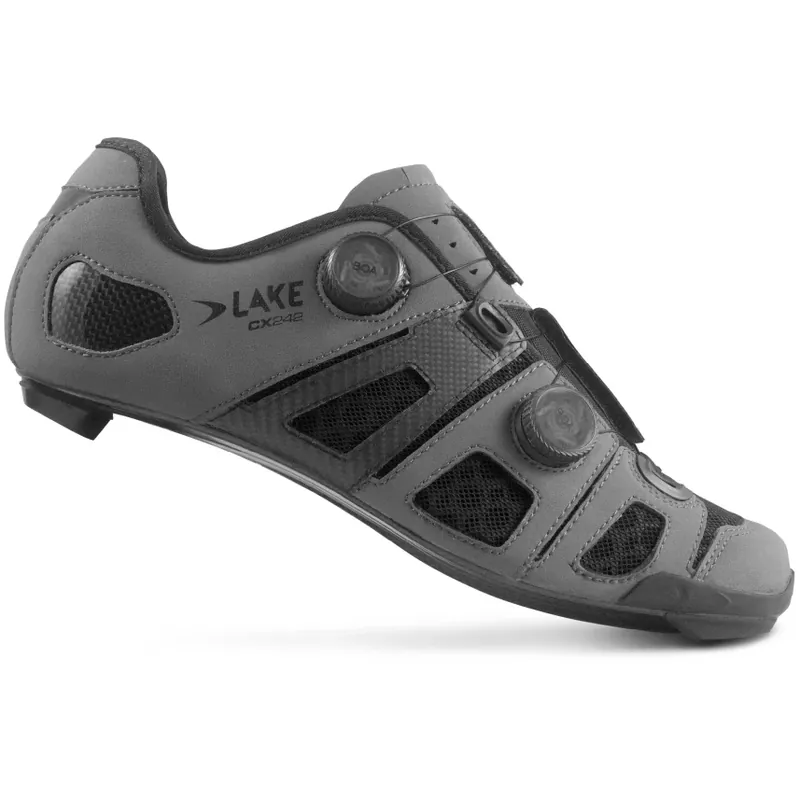 Lake CX242 Rennradschuhe Herren - Breit - matt grau/schwarz Jetzt Kaufen
