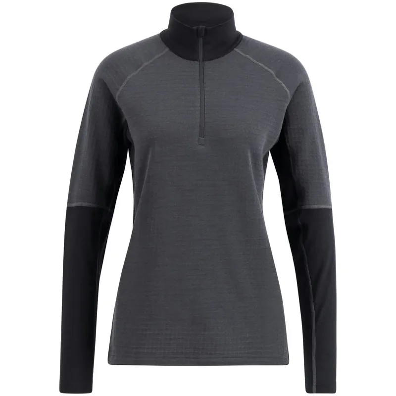 Preisknaller Lundhags Prime Merino Half Zip Unterhemd Damen - Charcoal/Schwarz 001
