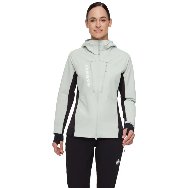 Top-Seller Mammut Aenergy Softshell Hybridjacke mit Kapuze Damen - silver sage-schwarz