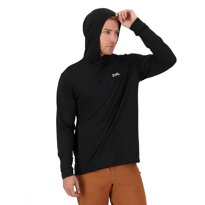 Mons Royale Pivot Merino Kapuzen-Langarmtrikots Herren - black Beliebt