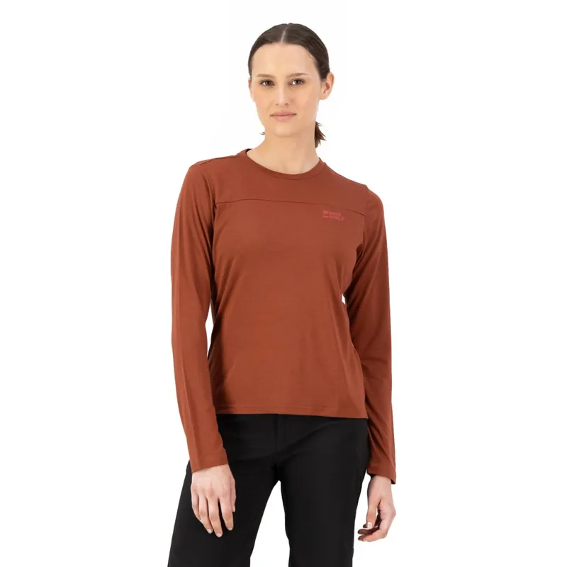 Zertifiziert Mons Royale Diversion Merino Fahrrad-Langarmtrikot Damen - sienna
