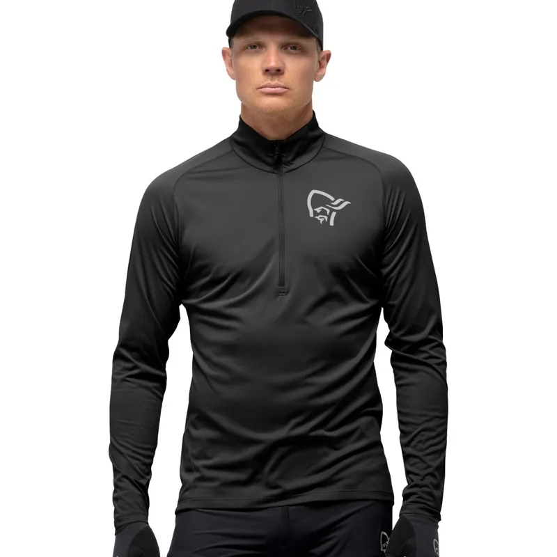 Norrona fjørå equaliser Zip Top Langarmshirt Herren - Caviar Rabatt