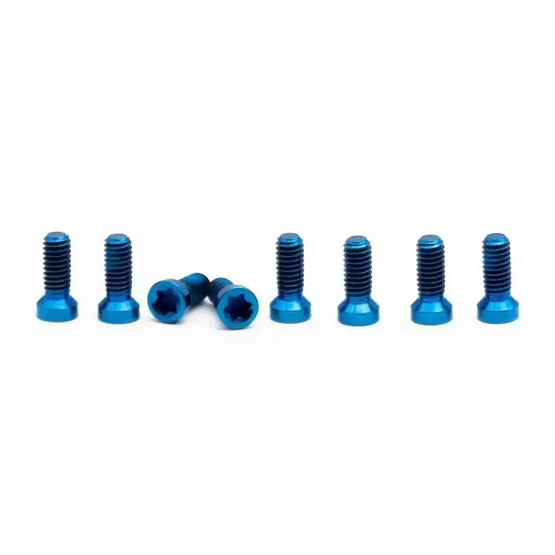 Solange Der Vorrat Reicht OAK Components M4x9 Titan Schrauben Set für Kettenblattmontage 8-Stück - blau