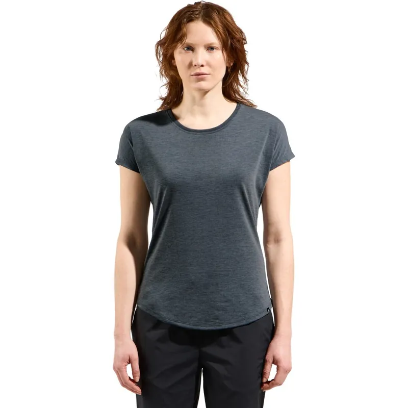 Finale Aktion Odlo Essentials T-Shirt mit Naturfasern Damen - dark slate melange
