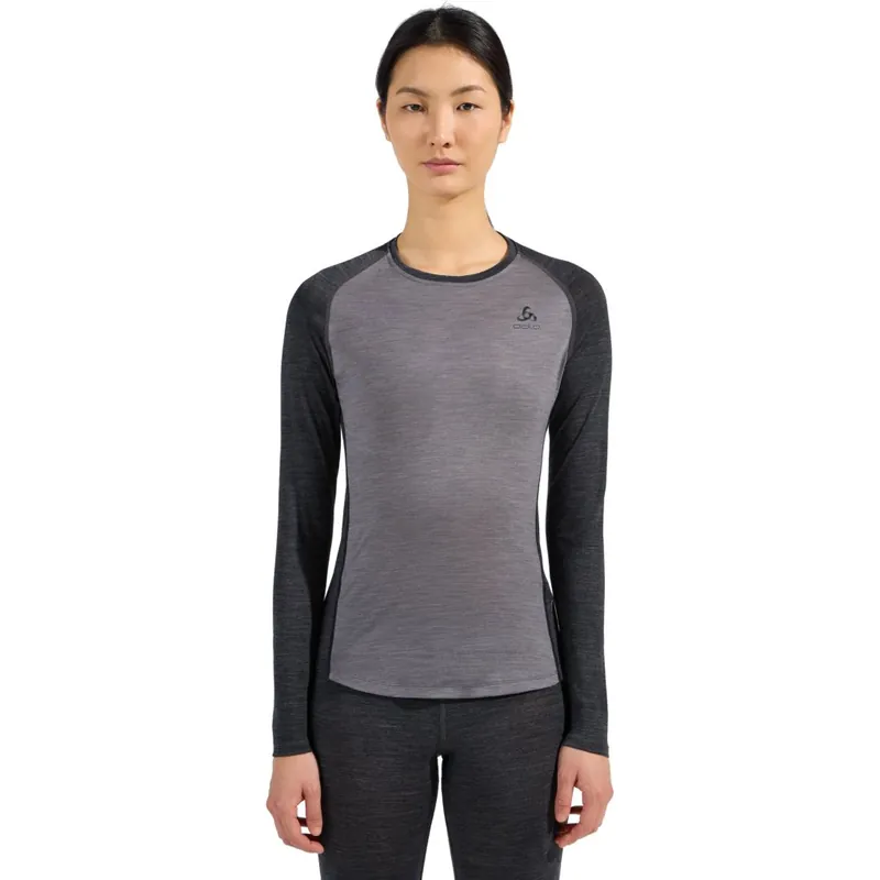 Markenprodukt Odlo Performance Wool 150 Langarm-Unterhemd Damen - grey melange - dark grey melange