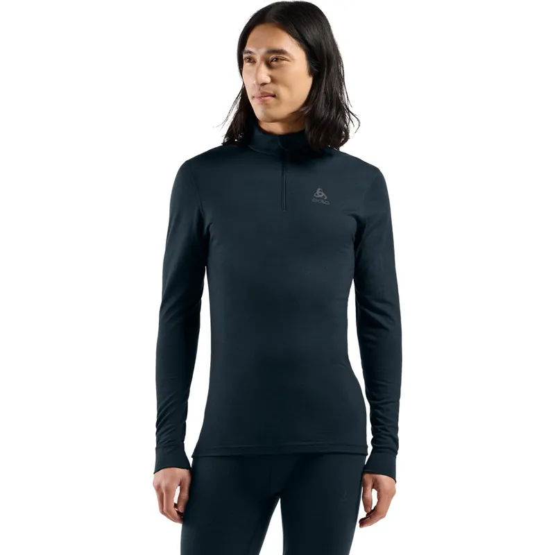 Nur Heute Odlo Natural Merino 200 Half-Zip Turtleneck Langarm-Unterhemd Herren - dark sapphire