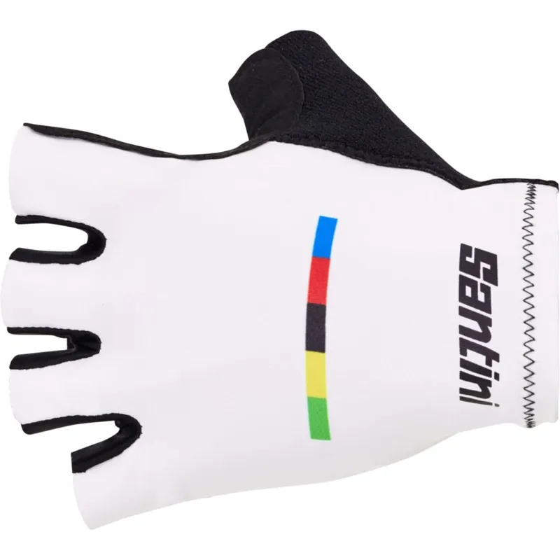 Neu Santini UCI World Champion Kurzfinger-Handschuhe - weiß BI