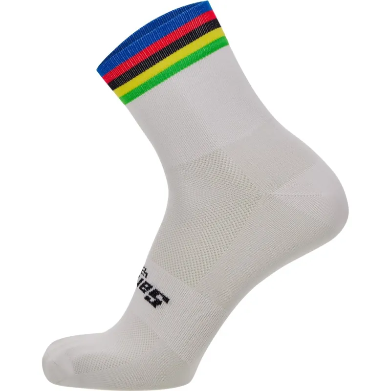 Abverkauf Santini UCI Official World Champion Fahrradsocken - white BI