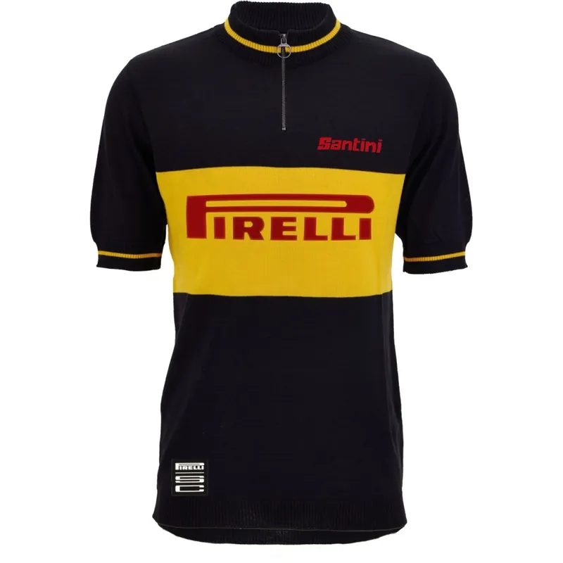 Preis Gesenkt Santini Pirelli Sport Club Woll Kurzarmtrikot Herren - black NE