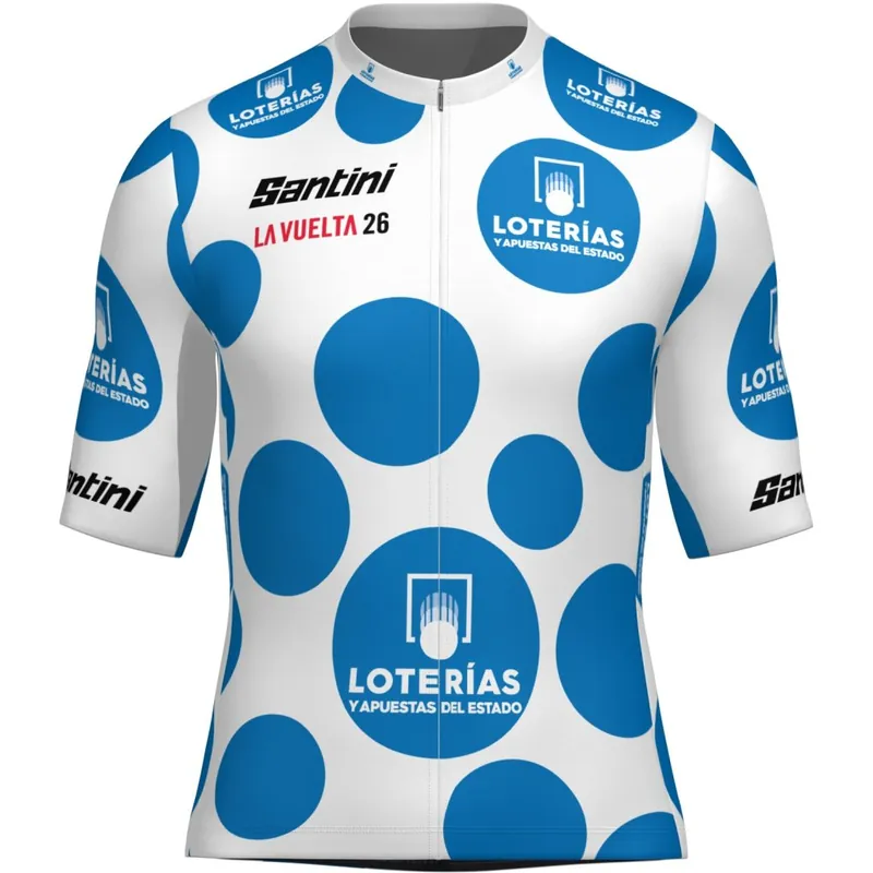 Sonderangebot Santini La Vuelta Polka Dot Kurzarmtrikot Herren - bluette BL