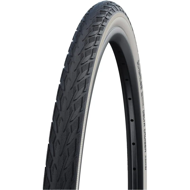 Schwalbe Delta Cruiser Plus Drahtreifen - Active Green Compound Puncture Guard - E-25 - 28x1.10" Whitewall Reflex Preisknaller