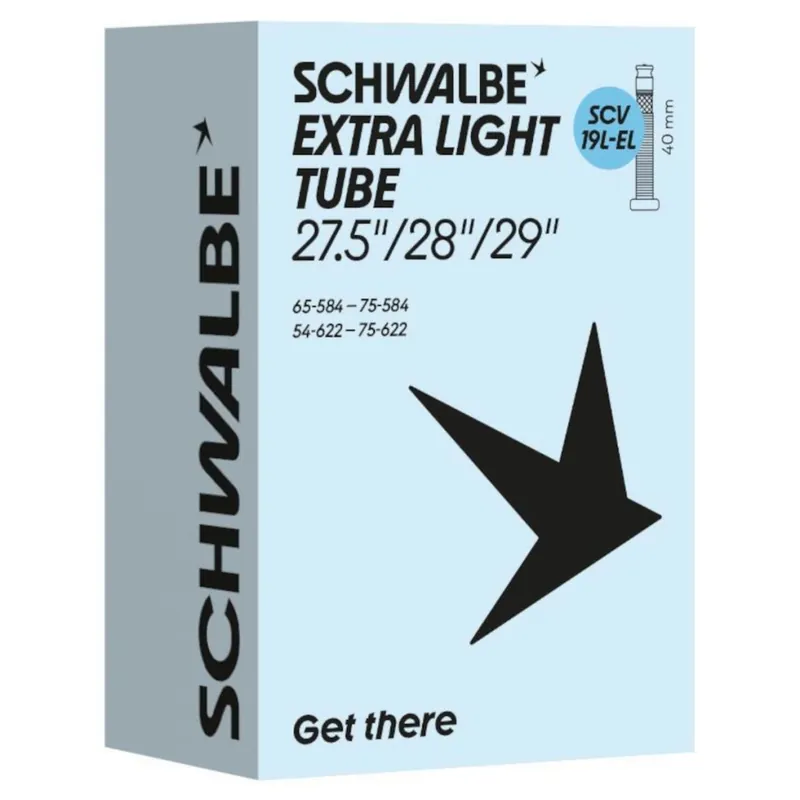 Schwalbe Schlauch - No. 19L-EL (Extra Light) 27.5"/28"/29" - 65/75-584 - 54/75-622 SCV (Clik Valve) 40mm Neue Kollektion