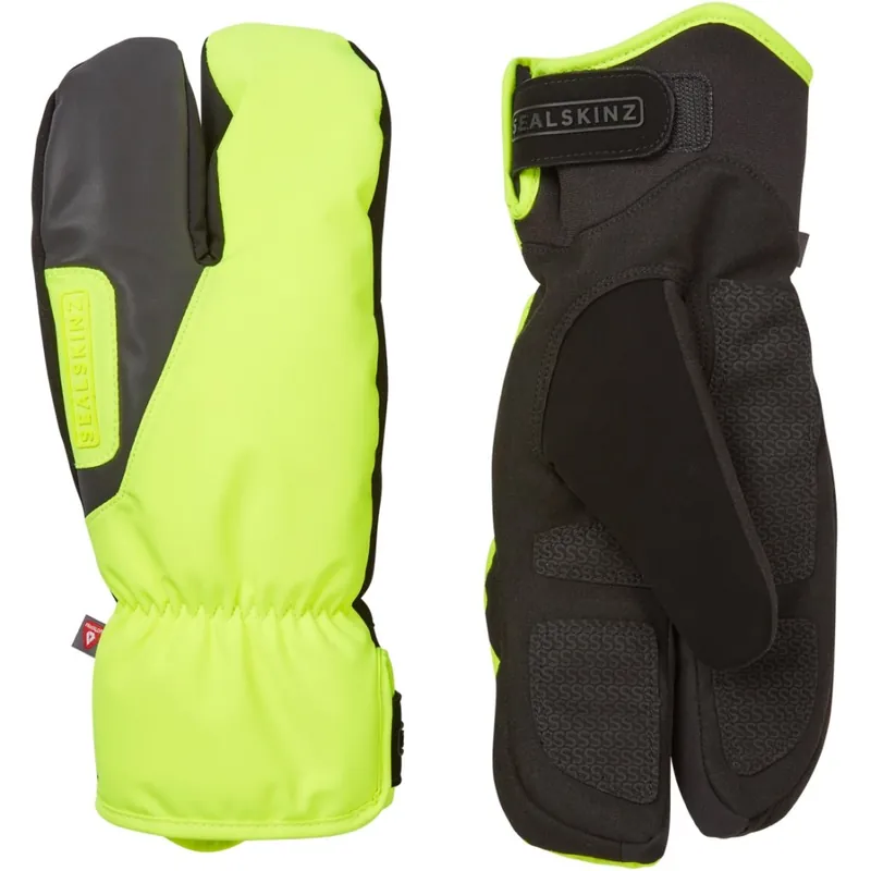 Saisonangebot SealSkinz Barwick Wasserdichte Split-Finger-Fahrradhandschuhe für extrem kaltes Wetter - Neon Yellow