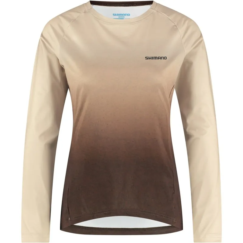 Shimano Saiko Printed Langarmtrikot Damen - feather beige Nur Für Kurze Zeit