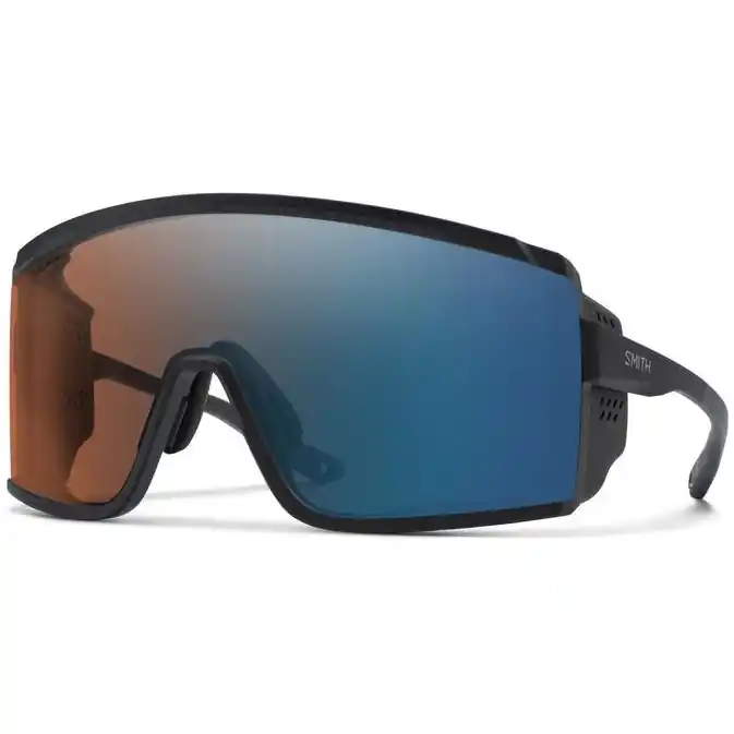 Smith Pursuit ChromaPop Glacier Glasses - Photochromic - Matte Black - Copper To Gray With Blue Mirror Clear Echt