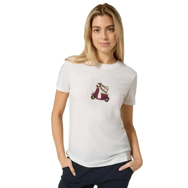 SUPER.NATURAL Racing Dachshund Bio J T-Shirt Damen - Fresh White/Various Rabatt