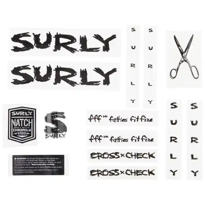 Surly Cross Check Rahmen Aufkleber Set - schwarz Preiswert