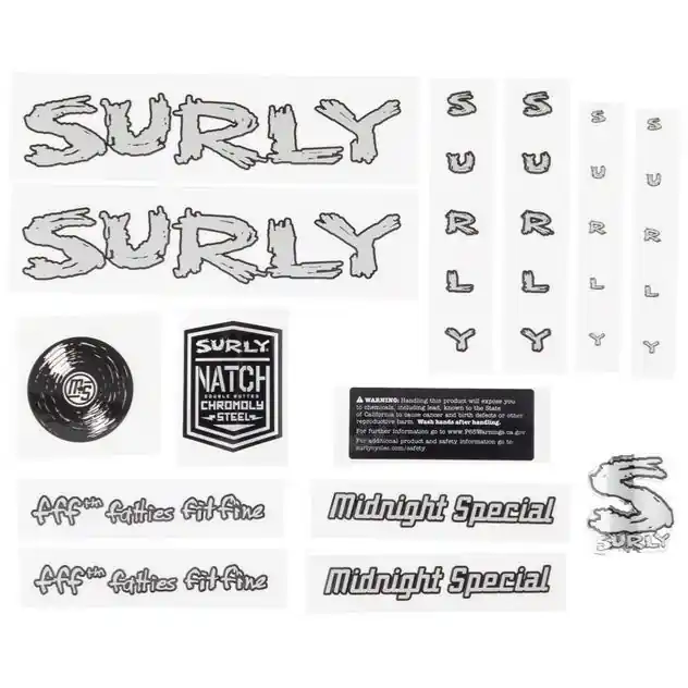 Surly Midnight Special Rahmen Aufkleber Set - silber Sichere Zahlung